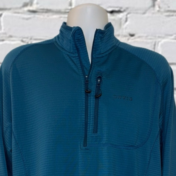 Orvis Men’s Quarter-Zip Pullover Blue Performance Sweater Size M - Picture 3 of 13